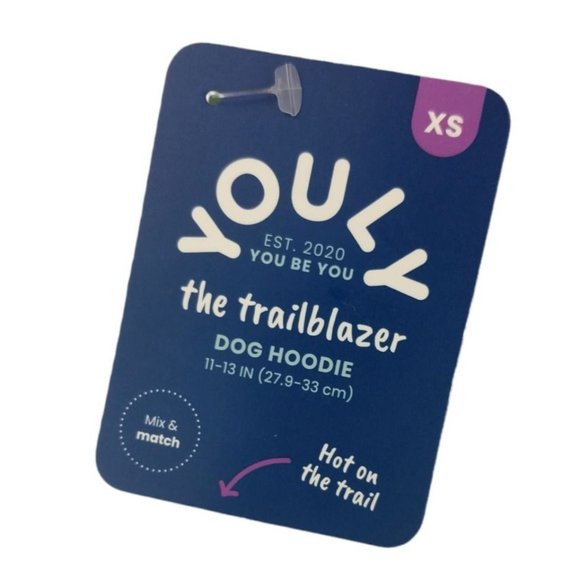 YOULY Trailblazer Dog Extra Small Teal Space Dye Hoodie with Pocket New - Picture 3 of 3